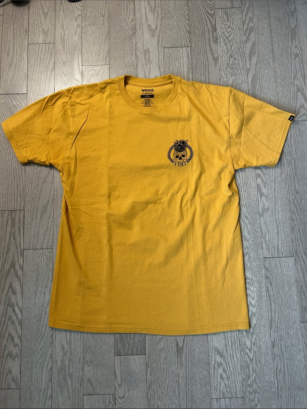 Vans Short-Sleeve Tee in Mustard Yellow with Pineapple Chest Graphic